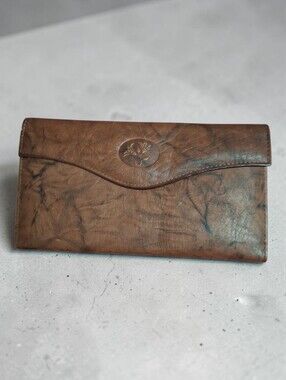 Buxton Brown marbled leather wallet nwot 7x4